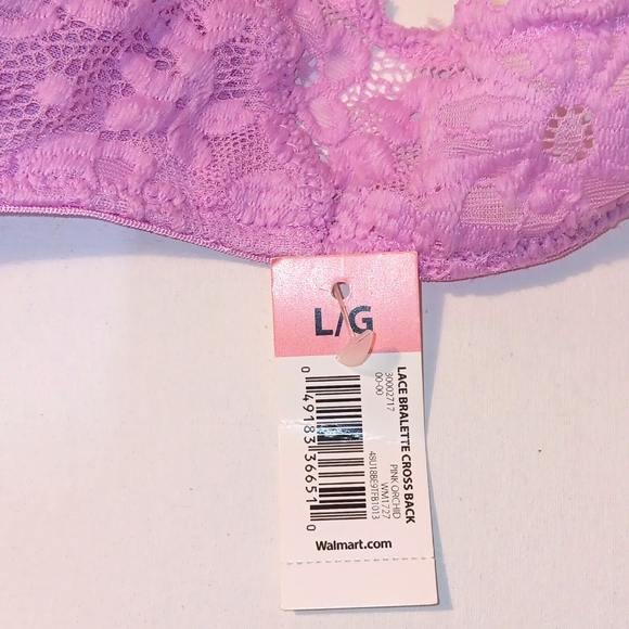 New Cross Back Lace Bralette with Removable Pads sizeL Mauve - Picture 3 of 4